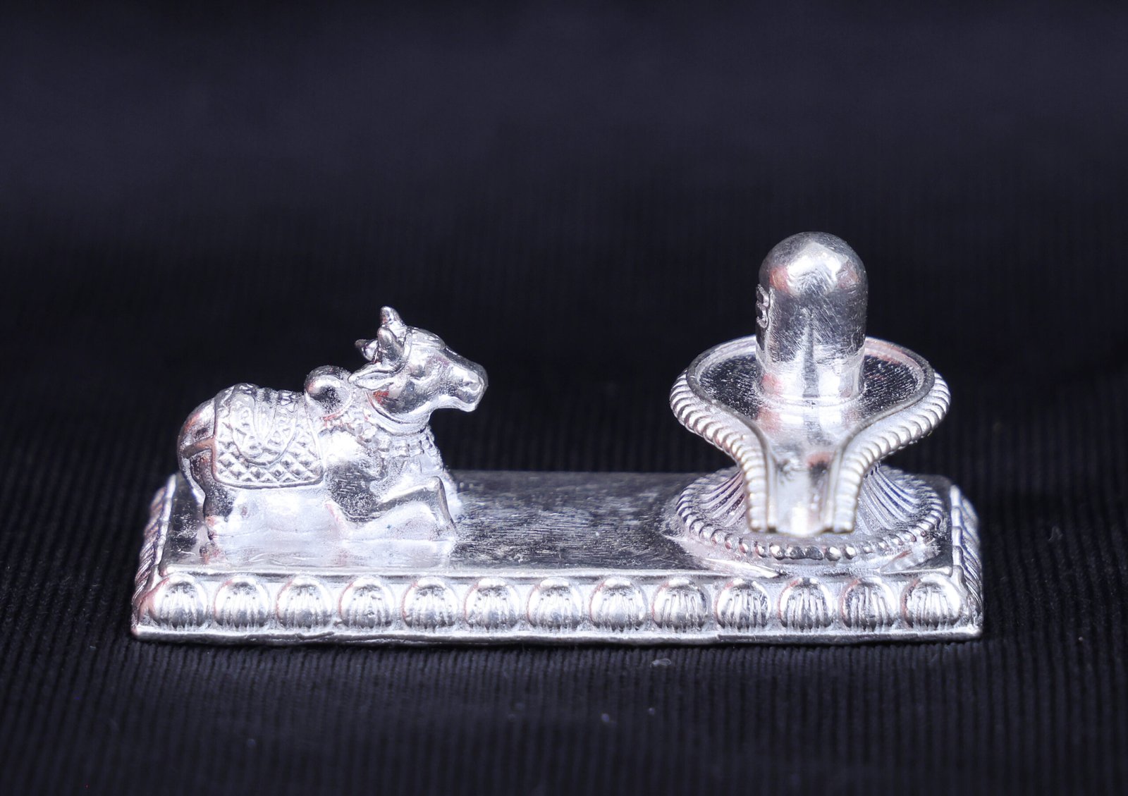 LORD SHIVA LINGAM WITH NANDI SLIVER IDOL